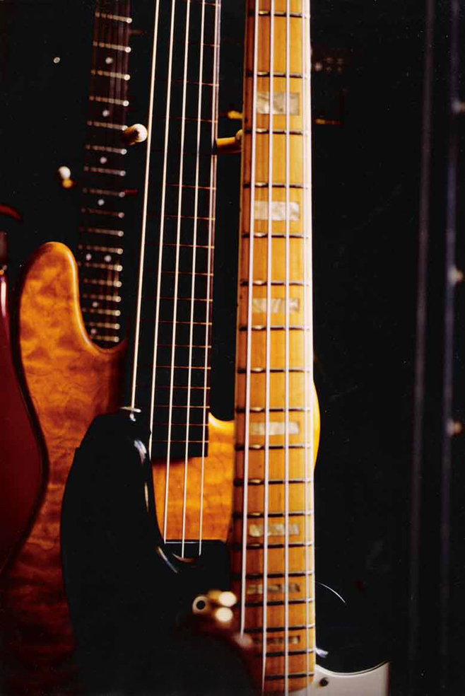 73 Fender Jazz Bass and Custom Even Steven Levee Bass Master General 5 String Fretless - photo by: Bruce Burkhart